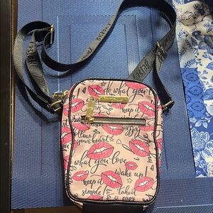 Betsey Johnson Pink Lips Printed Crossbody Bag Unused
